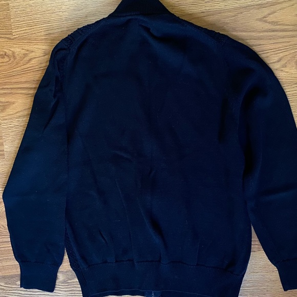 Zip up Men’s mock turtle neck cardigan sweater. Black. Size Large. - Picture 3 of 4